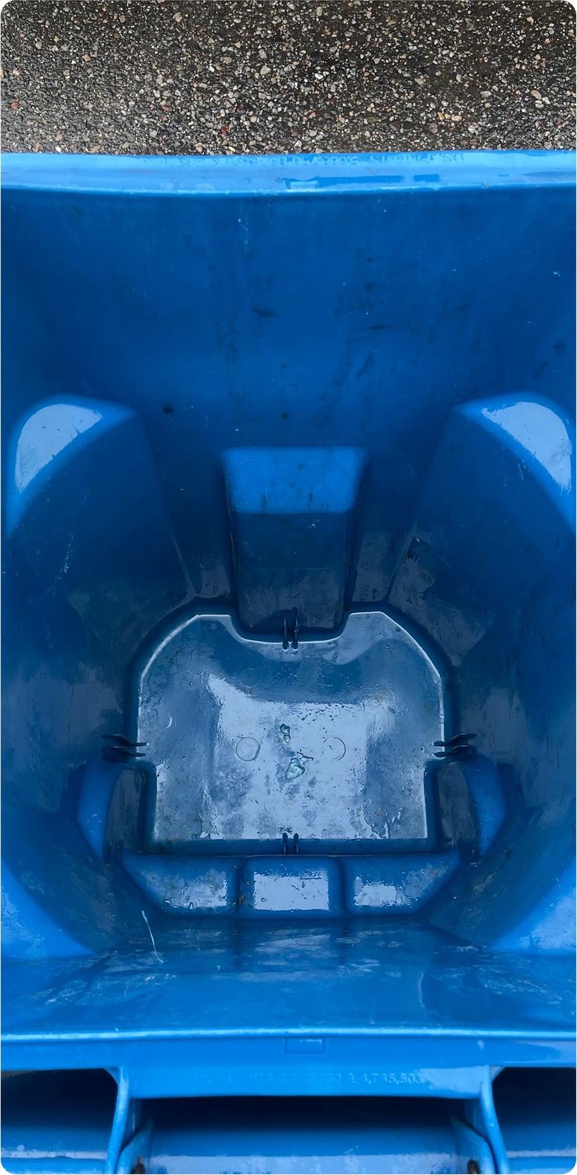 The same wheelie bin cleaned back to bare plastic